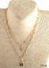 Boho Necklace, RH Two Layer Copper Gold Lock and Key